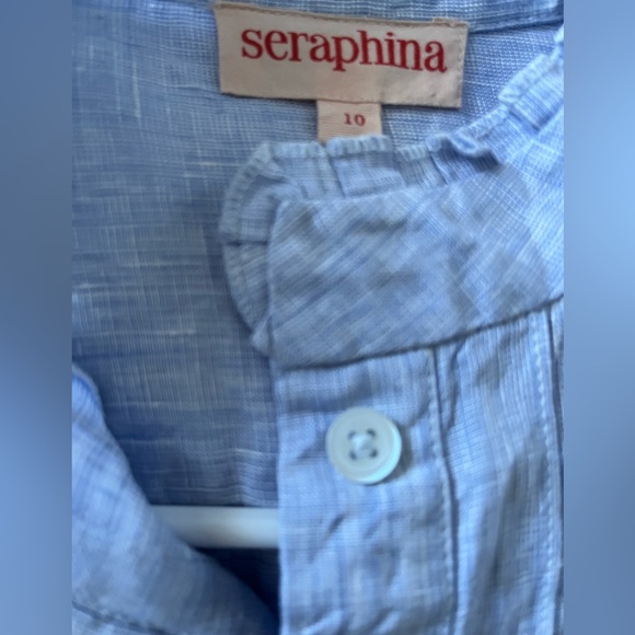 Seraphina London UK Linen Blue top Blouse size M NWOT - Picture 2 of 4